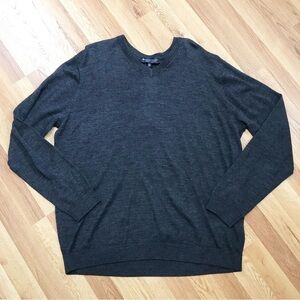 HART SCHAFFNER MARX 100% Merino Wool V-Neck Sweater‎ Dark Gray Size 2XT Tall New